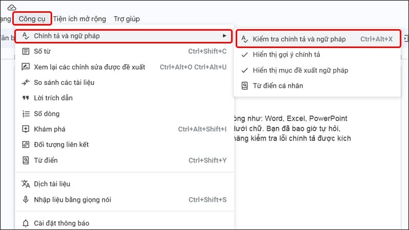 sua loi chinh ta tren google docs 1